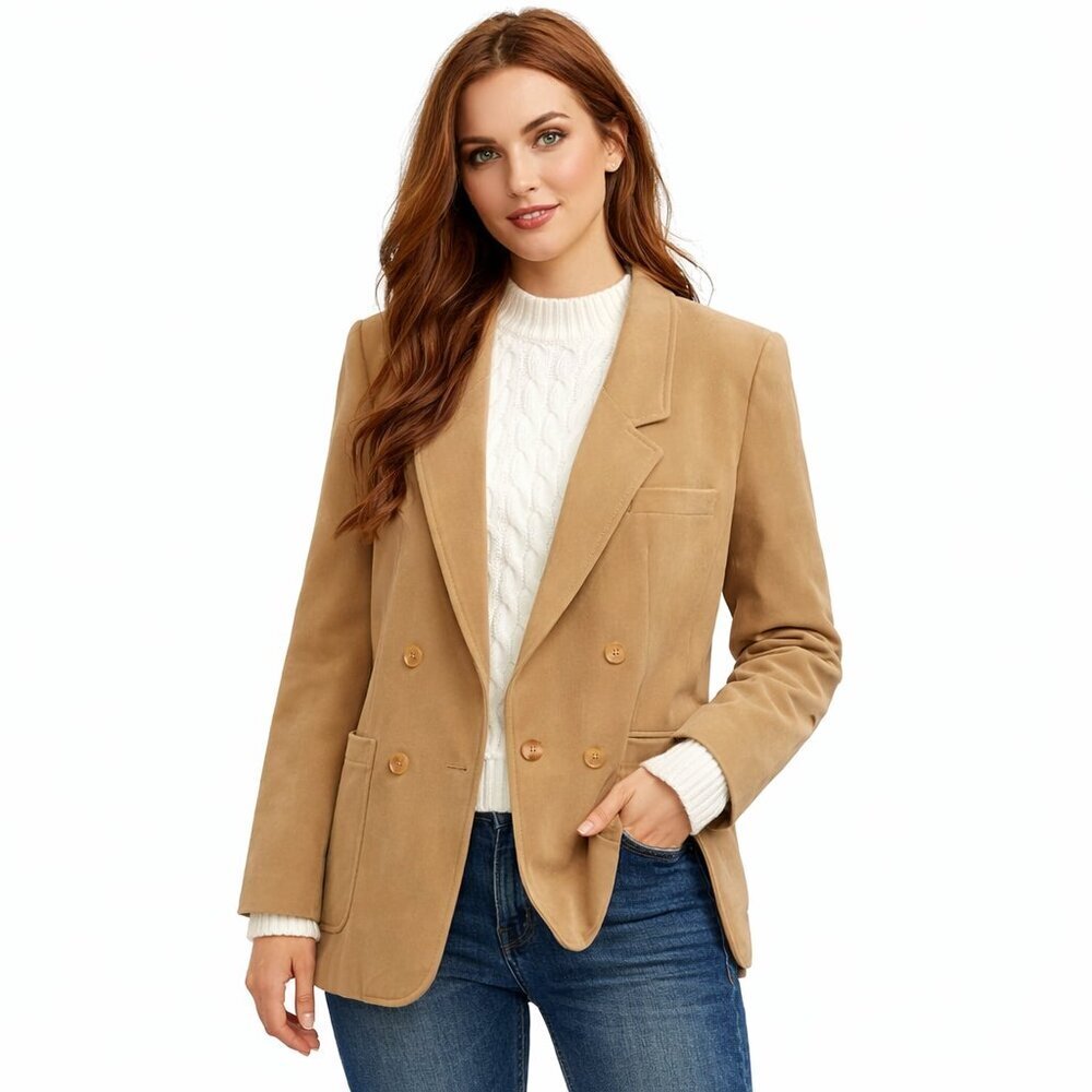 ULTRASUEDE Women 14 Tan Suede Count Romi Ltd. Blazer Jacket Vintage